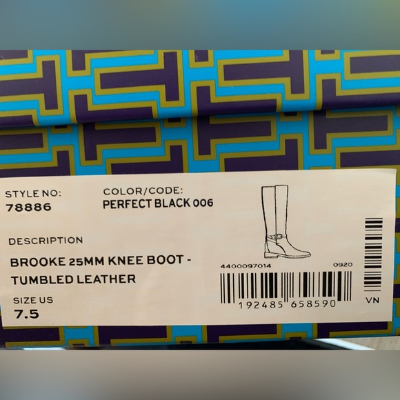 New in box, never worn Tory Burch black Brooke 25mm knee boot, size 7.5 - Picture 3 of 3